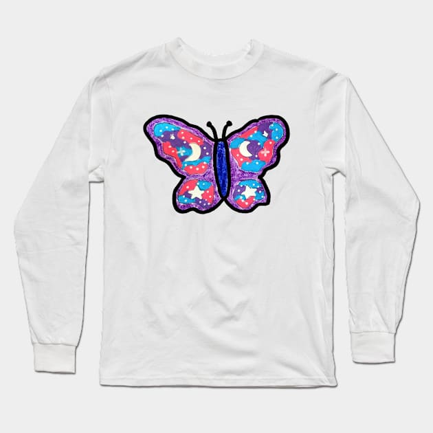 Space Butterfly Long Sleeve T-Shirt by Bucket Hat Kiddo